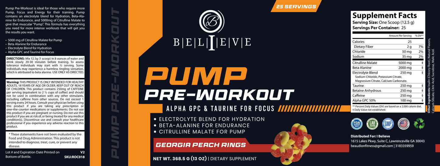 PUMP Pre-Workout (Georgia peach rings)